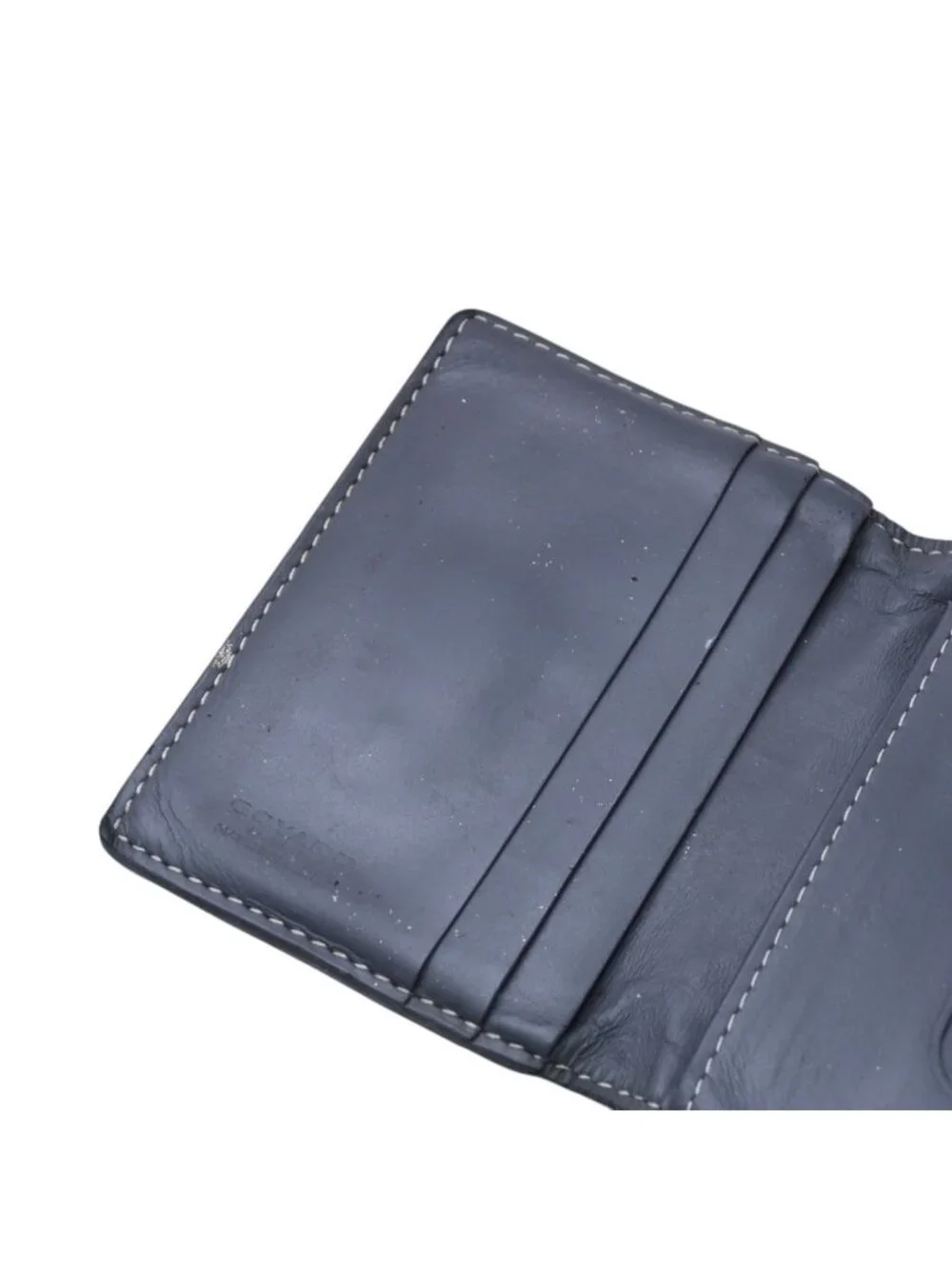 Goyard Saint Pierre Card Wallet Herringbone Pattern Canvas Leather Gray Yellow